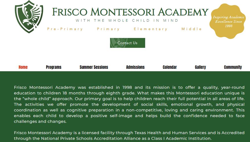 frisco TX best elementary school ，frisco TX best private school - Frisco Montessori Academy