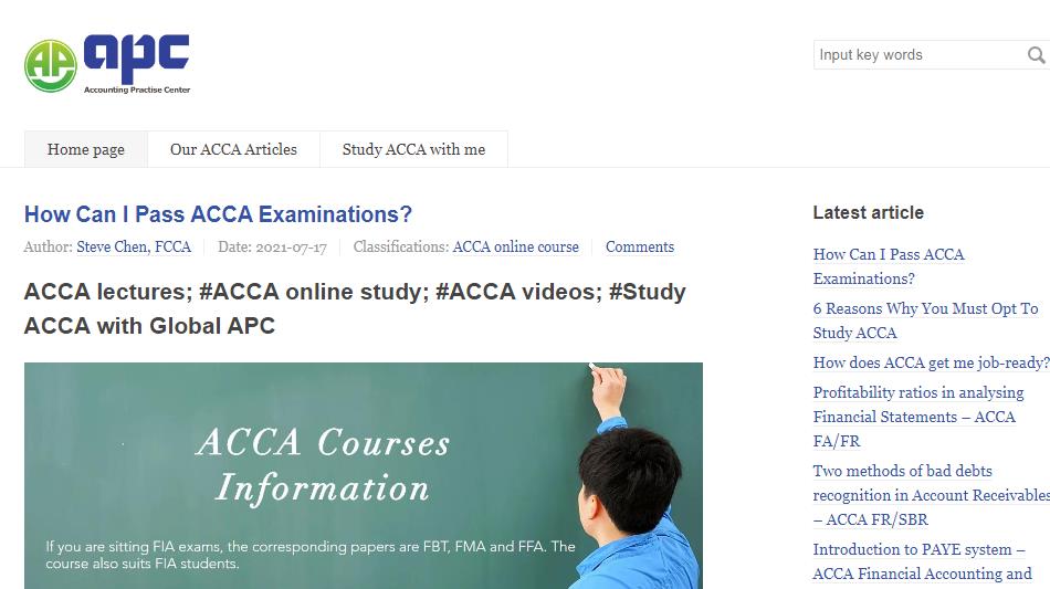 Warm congratulations on Study ACCA online, ACCA lectures, ACCA online course Website opened