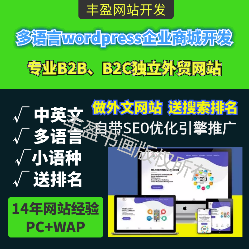 wordpress外贸网站建设英文B2B企业建站多语言B2C商城站(可转淘宝第三方担保交易)