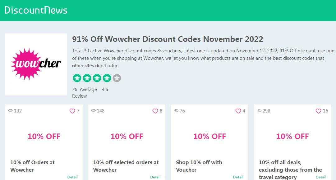Total 30 active Wowcher discount codes & vouchers, Latest one is updated on November 12, 2022