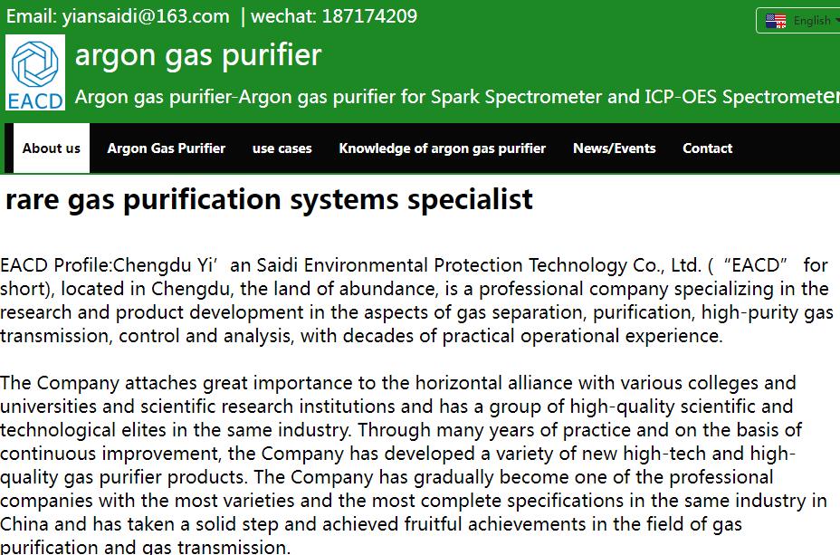 rare gas purification systems specialist